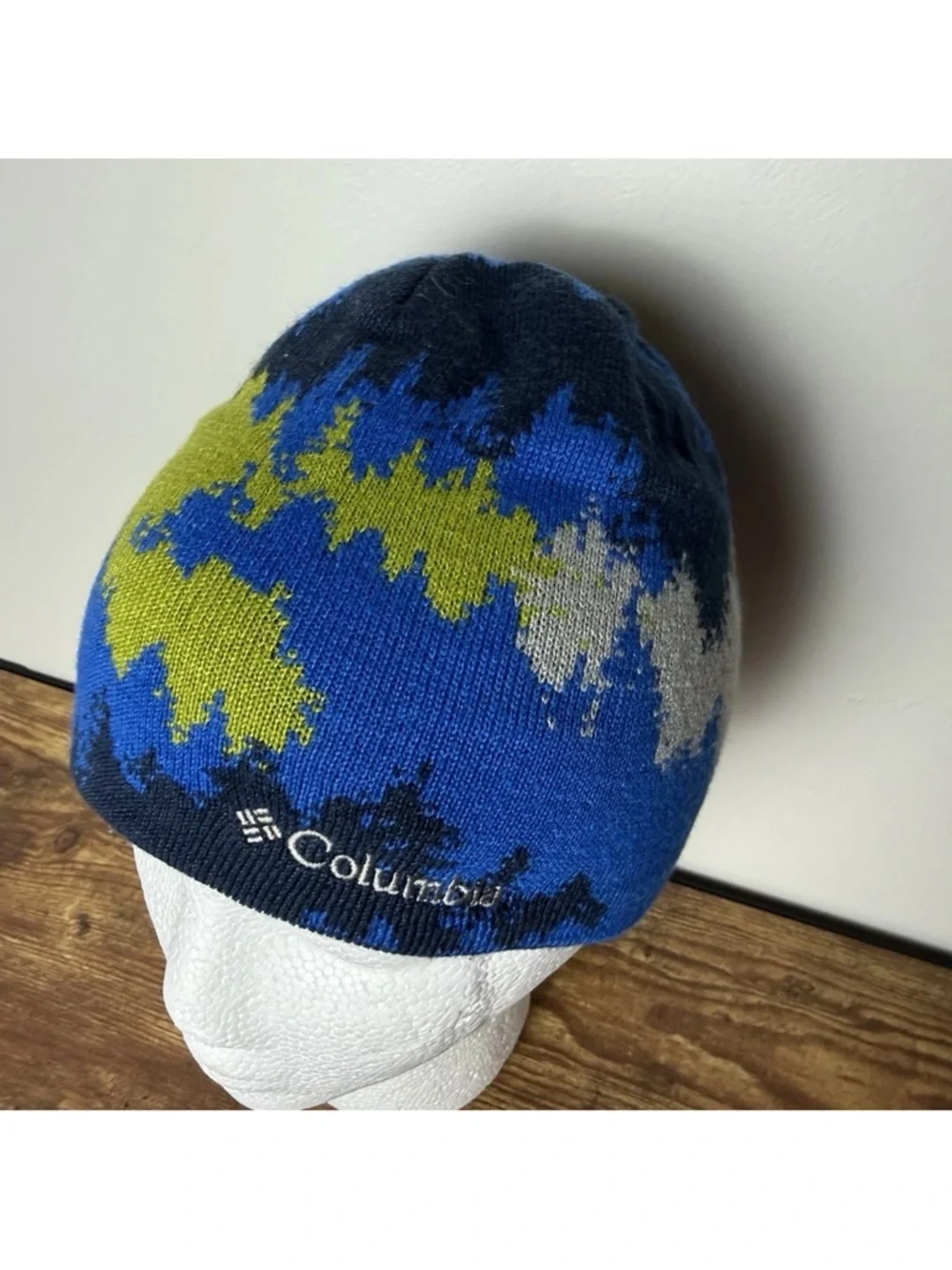 Columbia Kids Blue Patterned Knit Beanie